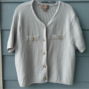 French Connection Baby Blue Button-Up Cardigan